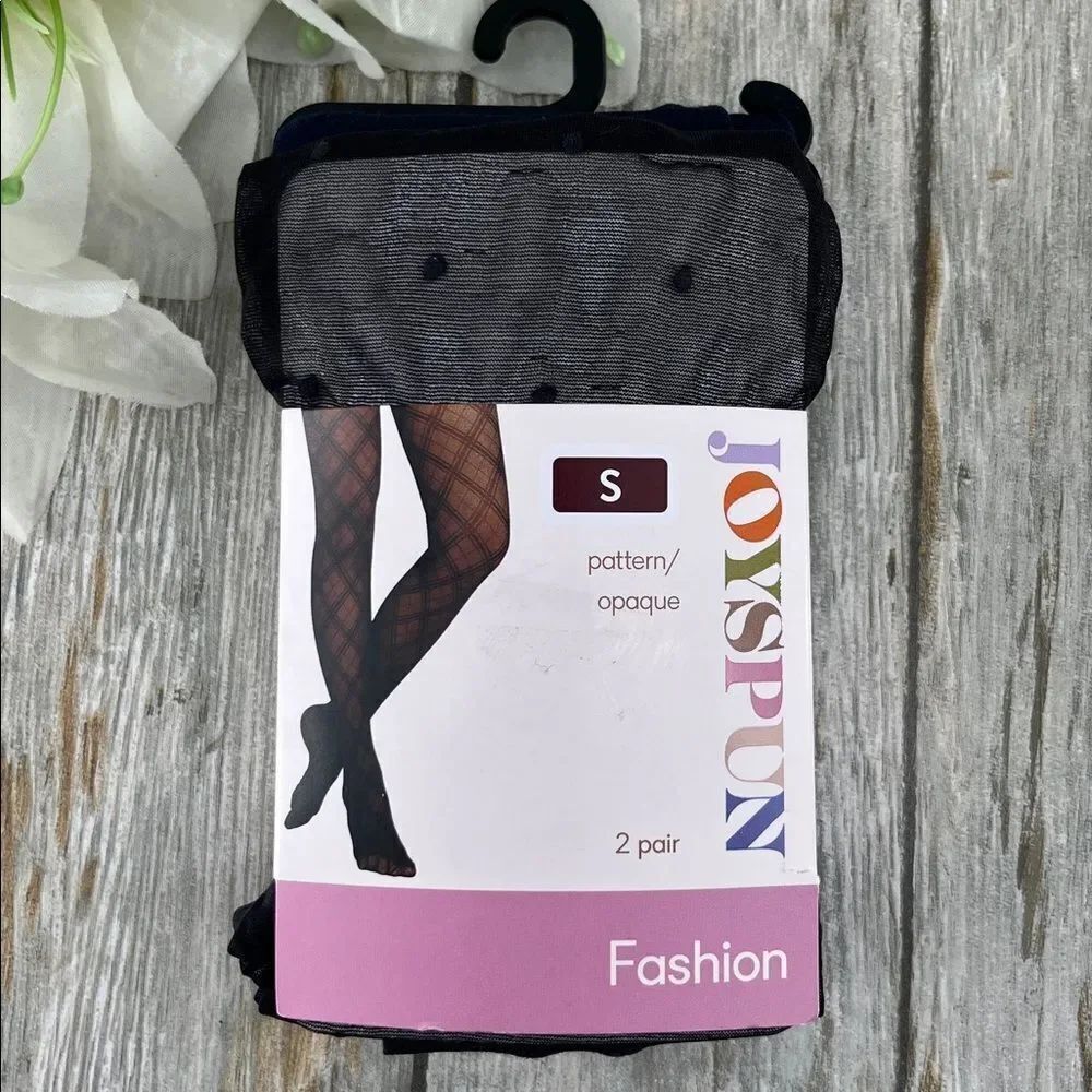 Women's High Waist Opaque and Dotted Sheer Tights Pantyhose 2-Pack, Sizes S
